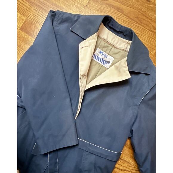 Whaling Mfg Co. Women's‎ M Navy Blue Trench Coat, Belted Vintage - Picture 4 of 14